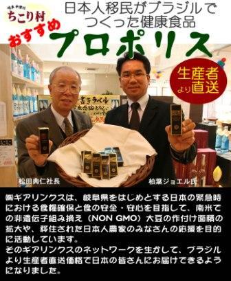 岐阜県中津川市【ちこり村】ではブラジル日本人移民のつくったプロポリスを販売しております(現在休止中)。