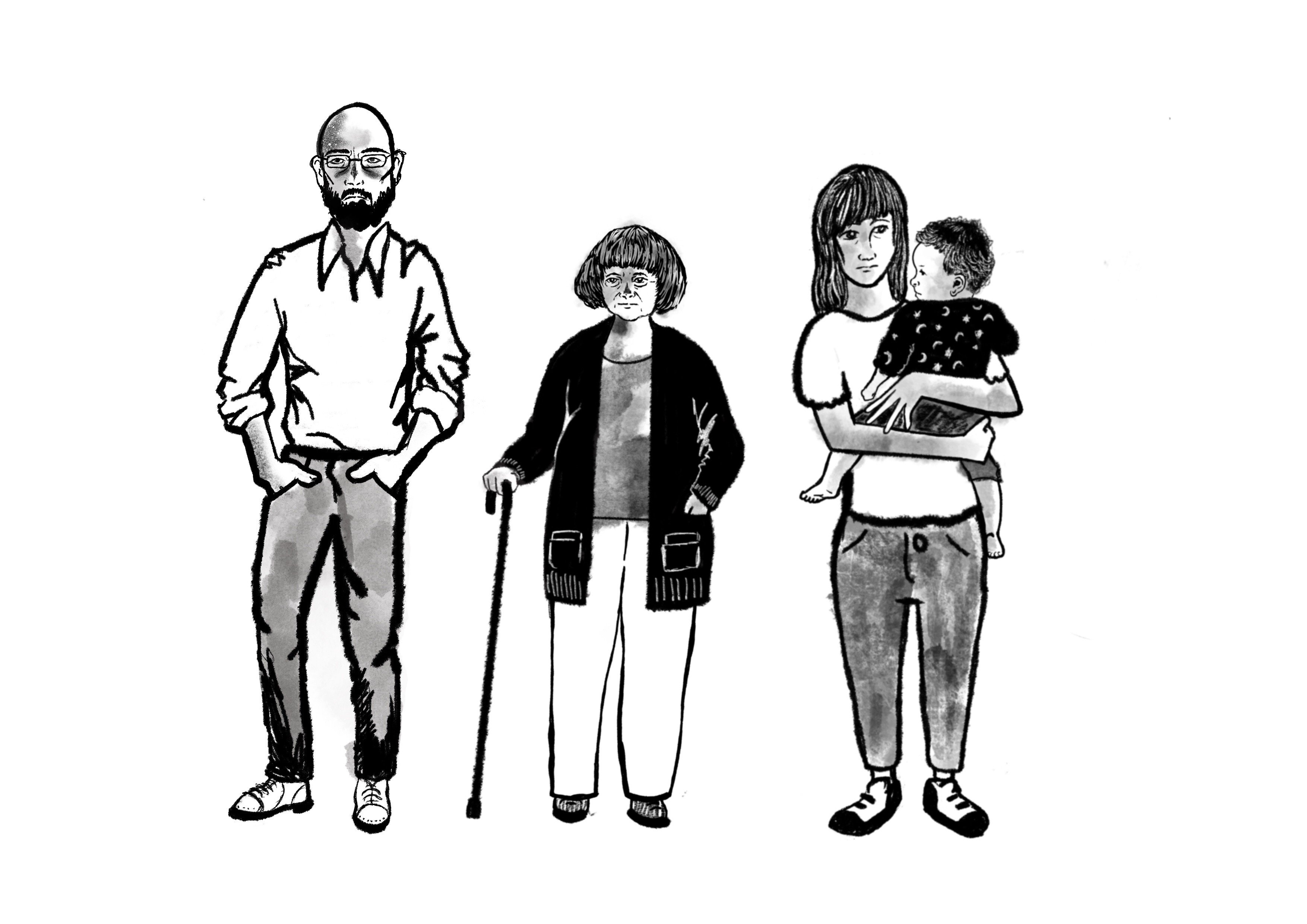 Group of people w/ experiences of claiming #UniversalCredit Documenting experiences. Developing recommendations for change. Illustrations by @hatillustration