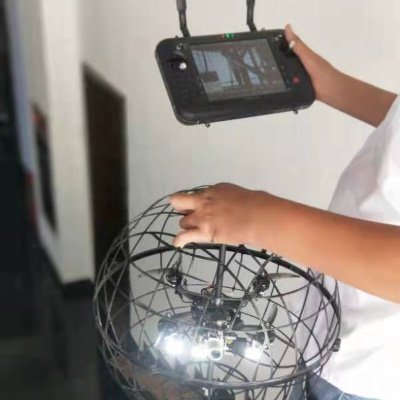 Collision tolerant drone for internal inspection and security applications. Worlds only drone with a patent pending 360 degree rotational cage.