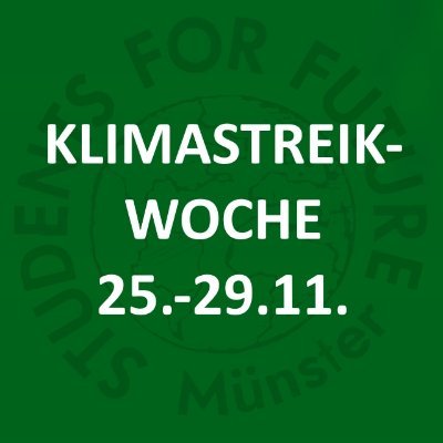 KlimastreikW_MS's profile picture. Hier gibt es Informationen zur #Klimastreikwoche 🌍🎓 und der #PublicClimateSchool 👩‍🎓👨‍🎓  vom 25.-29.11.2019 in #Münster 🚲 #StreikwocheMS. @StudentsFF_MS