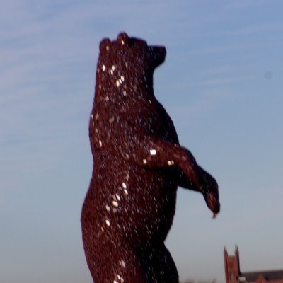 I'm a giant bear (he/him). On the outskirts of Dunbar, Scotland - as a tribute to environmentalist John Muir who was born in Dunbar.