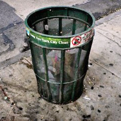Just a trash can watching the things people do.