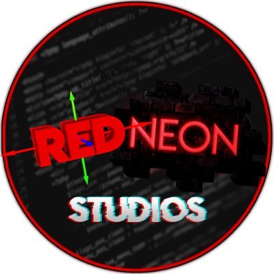 Redneon Studios Redneon Studios Twitter - roblox logo in neon red