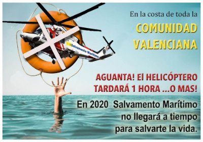Plataforma de afectados por los recortes del helicóptero de Salvamento Marítimo, dependiente del Ministro José Luis Ábalos en la Comunidad Valenciana.