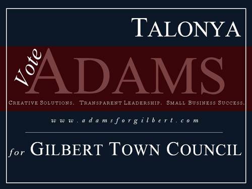 adamsforgilbert's profile picture. Former GTC candidate, az native, political junkie, educator, entrepreneur, attorney, mother, foodie. 

Paid for Adams for Gilbert Town Council 2011