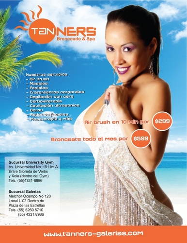 Tenemos los mejores servicios en Bronceado cama o cabina, asi como los mejores tratamientos corporales y faciales, ultrasonido y mas.