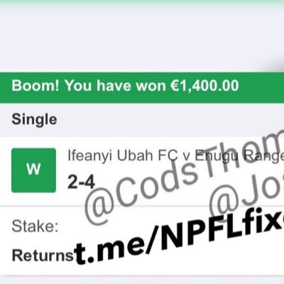 Offering weekly 100% FIXED matches in the Nigerian NPFL. BIG odds! All info in our telegram channel! 👉🏼 https://t.co/oP1DtCMAQT