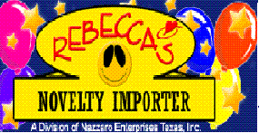 Rebeccas is a novelty holesaler offering discount prices on carnival supplies, puzzles & games, novelties, glow products, custom imprinting, toys and many more.