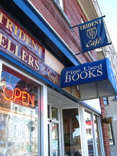 The Trident is a coffeehouse, tea room, specialty coffee roaster, and used bookstore.