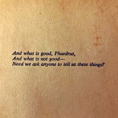 What is good, Phaedrus ? And what is not good ? Need we ask anyone to tell us these things ?