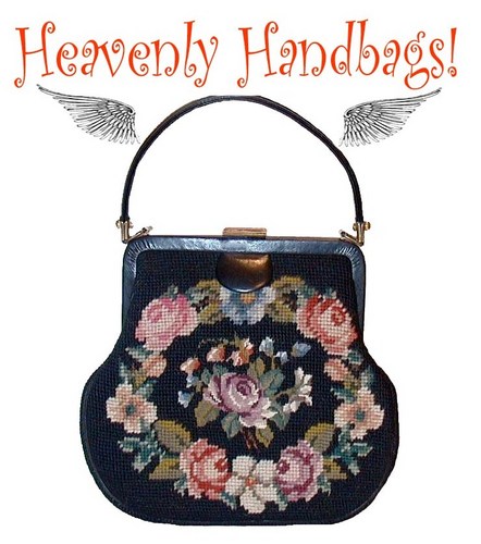 Glorious vintage 1920s-1950s needlepoint handbags and purses await the discerning retro fashionista at this celestial hand bag site!