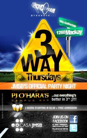 3Way Thursdays! The place for students to meet for a drink,play drinking games, hit the dancefloor and party the night away!
See you Thursday!