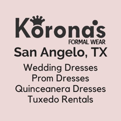 Biggest Bridal, Prom, and Tuxedo shop in west Texas! Open Tuesday-Friday 10am-6pm and Saturday 10am-5pm.