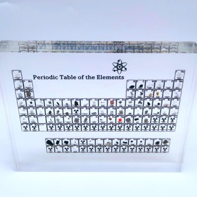 we are manufacturer of crystal acrylic periodic table display with elements inside, have stock, each products check by QC, any demand, contact me,thanks