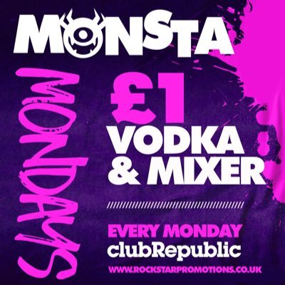 MONDAY Nights at Club Republic! £1 Drinks EVERY WEEK! Tickets £4 // FREE BUS from Halls!