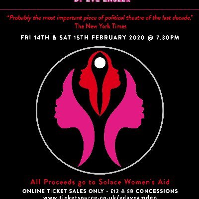 Women supporting V-Day 2020 by putting on benefit of Eve Ensler's The Vagina Monologues for the 3rd successive year for Solace Women's Aid in Camden.
