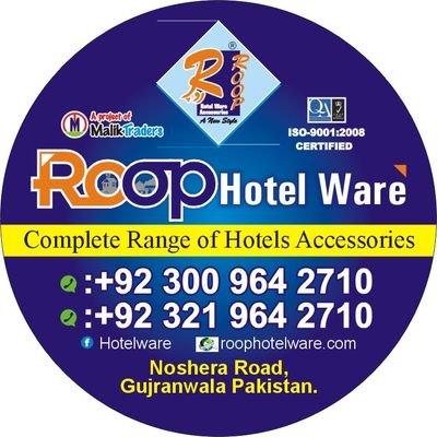 ROOP HOTEL WARE ACCESSORIES IN GUJRANWALA PAKISTAN WhatsApp &Call: +92 300 964 2710 & +92 321 964 2710
Email: roop_imran@yahoo.com
 https://t.co/VBTDTw1wD4