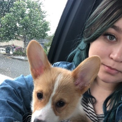 Probably covered in dog hair and talking about my corgis