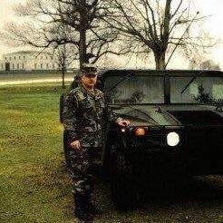 I Believe in Jesus, Father, Grandfather, Disabled Veteran, Honored member of the Blackhorse, Spur Brother.