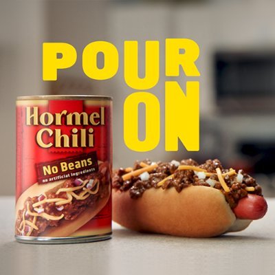 Pour on hot dogs, chips, fries, anything! No matter how you pour on America’s #1 chili, you’re in for a good time. So open up a can and… POUR ON!