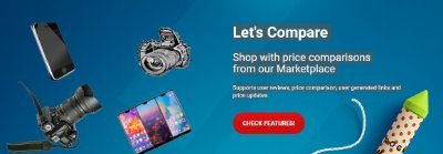 Let's Compare
Shop with price comparisons
from our Marketplace
Supports user reviews, price comparison, user-generated links and price updates