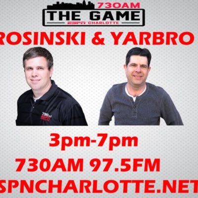 Join @BobbyRosinski & @MarkYarbro each weekday afternoon from 3-7 on @730TheGame. Call in at 704-332-0173 or text us at 704-800-4827.