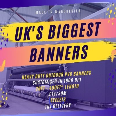 Manchester printers specialising in the largest digitally printed banners in the UK. Outdoor PVC for festivals, fairs, construction & marketing 🇬🇧