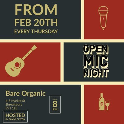 Shrewsbury’s Bare Organic OPEN MIC is bringing back the authenticity of live original music & poetry🎙Delicious organic wines & coffees available 🌱