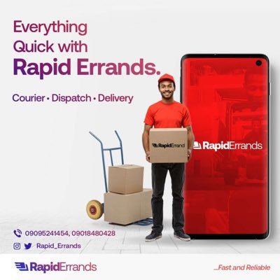 Courier - Dispatch - Delivery.
Contact us 09095241454, 09021175396
IG - Rapid_errands
Everything Quick( All areas in Lagos)