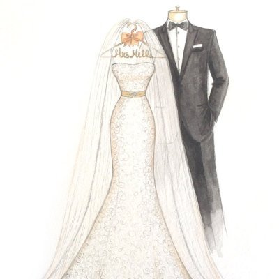 Creating a beautiful wedding dress sketch from a photo...makes for the perfect wedding gift and one year anniversary gift.