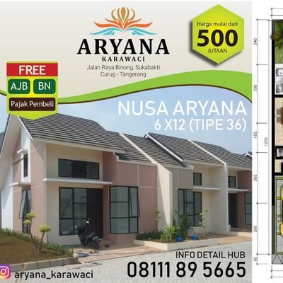 aryana_karawaci's profile picture. ARYANA KARAWACI
☆ Hrg mulai Rp 500Jt-an ☆ Ready stok ☆ Rmh 1lt & 2lt, OK STRATEGIS : Dekat Gading Serpong, Karawaci Citra Raya, Hub 08111895665