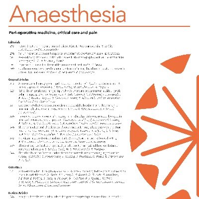 𝘼𝙣𝙖𝙚𝙨𝙩𝙝𝙚𝙨𝙞𝙖 is the official journal of @Assoc_Anaes with comprehensive coverage in peri-operative medicine, critical care and pain. IF 10.7.