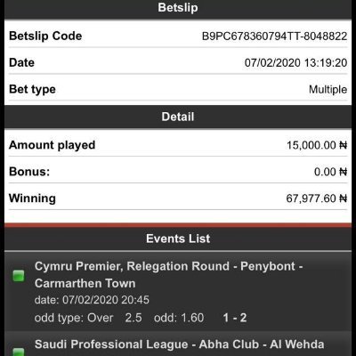 Chat me up for your sure fixed matches for payment after winning