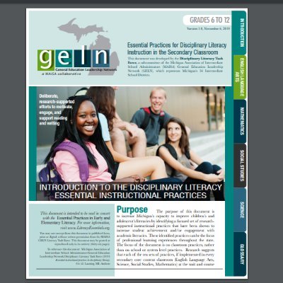 Official site for Essential Instructional Practices for
Disciplinary Literacy: Grades 6-12. #MichiganLiteracy #DisciplinaryLiteracy