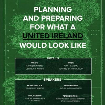 Conversation about Irish unity . Non-party political night. All welcome free admission