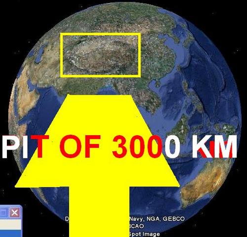A PIT OF 3000 KM FOUND. MOUNT EVEREST IS PART OF IT. BIG BANG MADE MIDDLE EAST DESERTS, PETROL, CHINA'S DESERT, SHAPED AFRICA, DINASOURAS WERE DESTROYED.