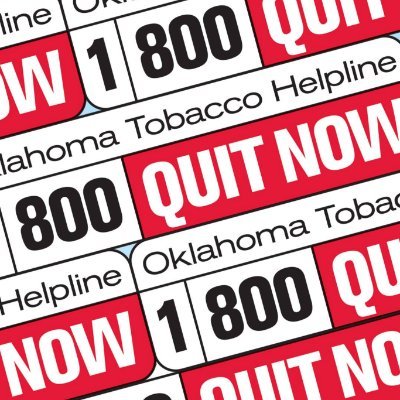 With the Oklahoma Tobacco Helpline, you receive free quit coaching, specialized materials and resources to help you quit. 1-800-QUIT NOW.