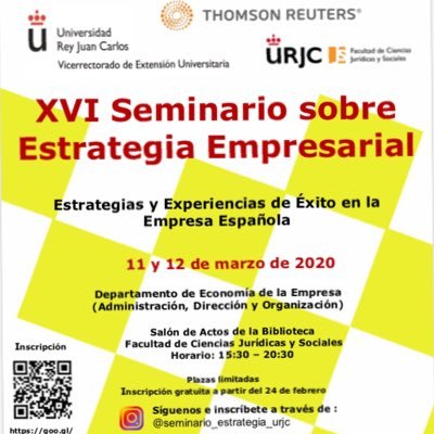 XVI seminario estrategia URJC #seminarioestrategiaurjc #estrategia #YoSoyURJC https://t.co/XG6sO4MJBJ