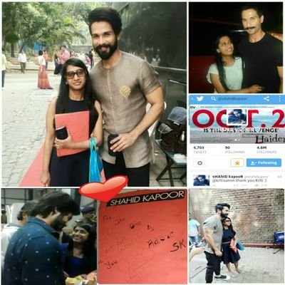 #ShahidKapoor Shanatic Since IshqVishk 2003. Met @shahidkapoor 4 times. #ShahidKapoor followed me on Twitter 12 Oct (2014/15) SK commented2, liked7 & retweeted6
