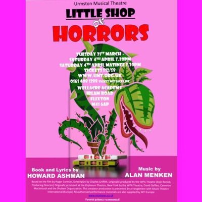 Little Shop of Horrors TICKETS https://t.co/gZjmepG8s6 or call 0161 408 1288 (Answering Machine - leave your order, name and number and we’ll return your call)