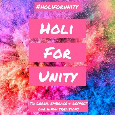 holiforunity's profile picture. Official Twitter Account of #HoliForUnity. We invite you to learn, embrace and respect the significance of Holi for Hindus. Join us in celebrating!