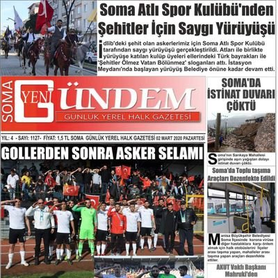 Soma, Kırkağaç, Kınık, Bergama ve Manisa
günlük yerel gazetesi
Soma Gündem Gazetesi