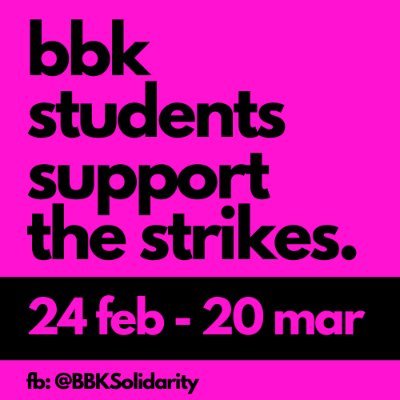 Students at Birkbeck, University of London organising in solidarity with striking @BirkbeckUCU staff.

FB: https://t.co/0l85P0zVq5 // solidaritystudent@gmail.com