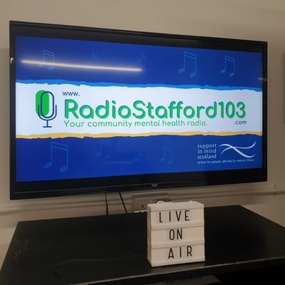 Live and broadcasting from The Stafford Centre, Radio Stafford 103 run by DJs with lived experience of mental health, on air 24 hours a day, 7 days a week!