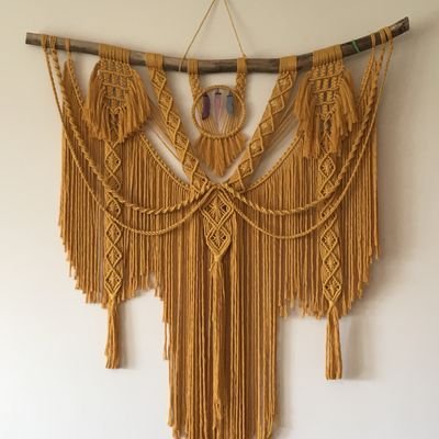 Macrame Fibre Artist using Cornish Driftwood and Healing Crystals