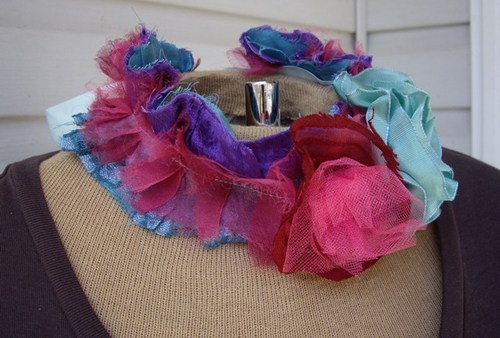 Hand crocheted and knit fashion accessories.