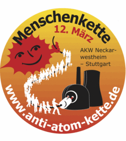 Atomausstieg in die Hand nehmen: 40 Kilometer  Menschenkette gegen Atomenergie am 12. März 2011. Der Hashtag: #AntiAtomKette