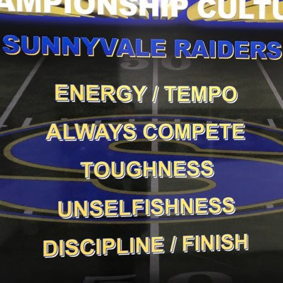 Workout info for Sunnyvale Raiders!  Our kids WILL NOT be outworked!  ALL IN