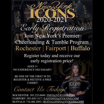 🌟Competitive Cheerleading & Tumbling 🌟Instagram: @NYIconsBuffalo CONTACT US TODAY! 📞716.406.2092 📧BuffaloInfo@nyicons.com