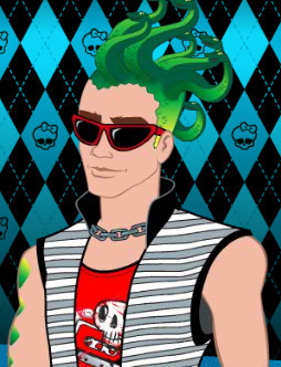 Hey I'm deuce gorgon son of Medusa. I have to wear sunglasses to keep from turning my friends into stone.